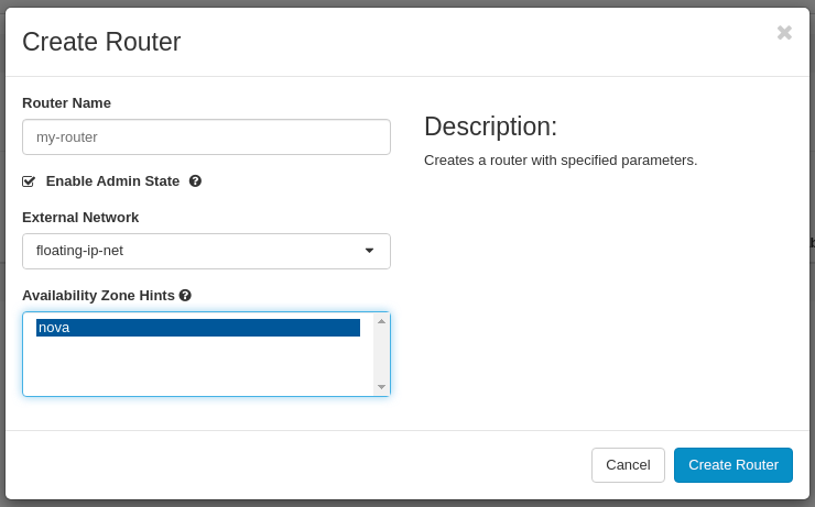 CinderCloud Create OpenStack router