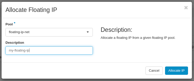 CinderCloud.com OpenStack allocate floating IP to project