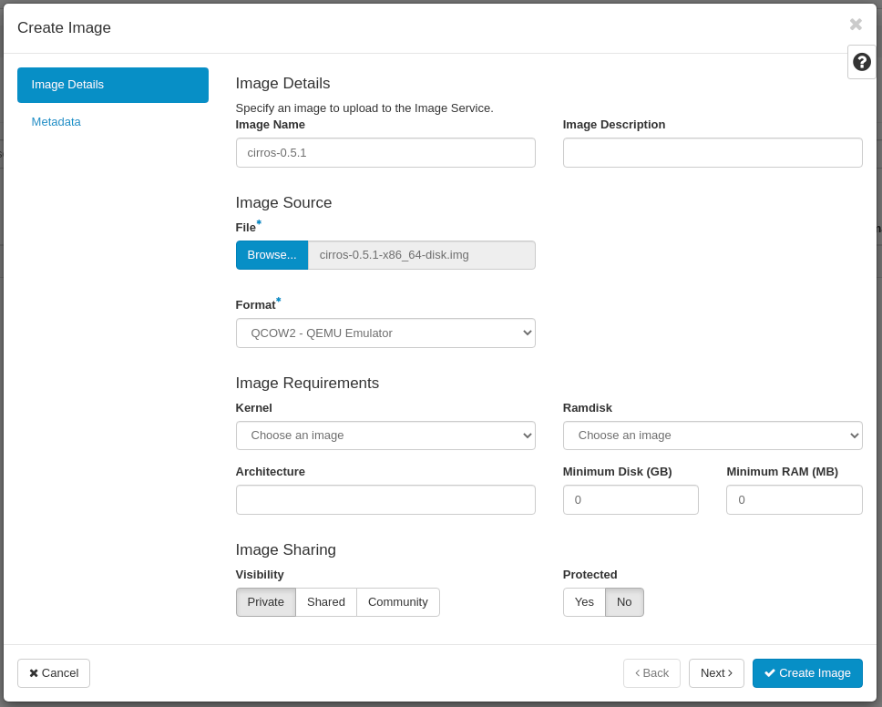 CinderCloud.com OpenStack create cirros image