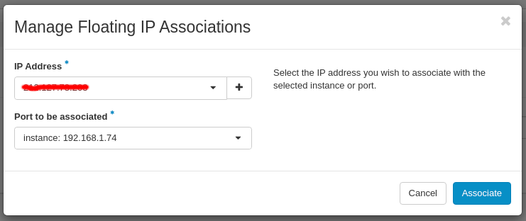 CinderCloud.com OpenStack assign Floating IP