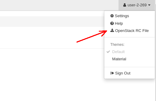 OpenStack download RC file